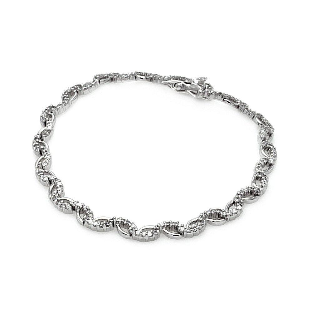 Silver 925 Multiple Stones Tennis CZ Pearl Bracelet - BGB00092