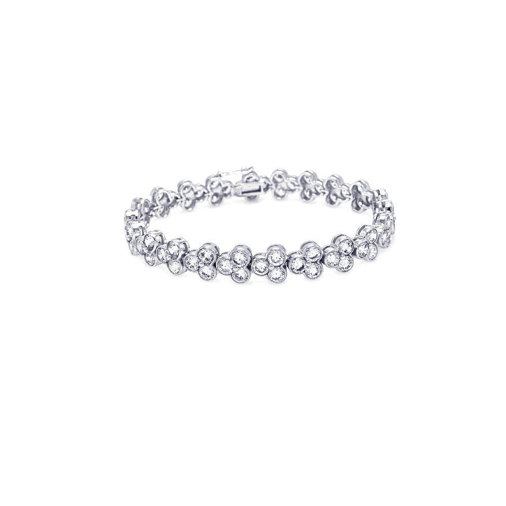 Closeout-Silver 925 Rhodium Plated Clear CZ Tennis Bracelet - STB00145