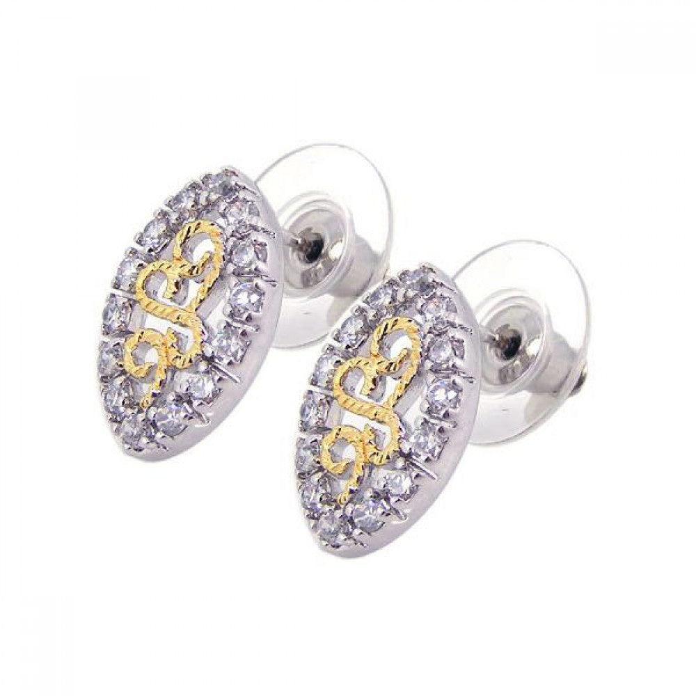 Closeout-Silver 925 Rhodium Plated Clear and Silver Marquis CZ Stud Earrings - BGE00058