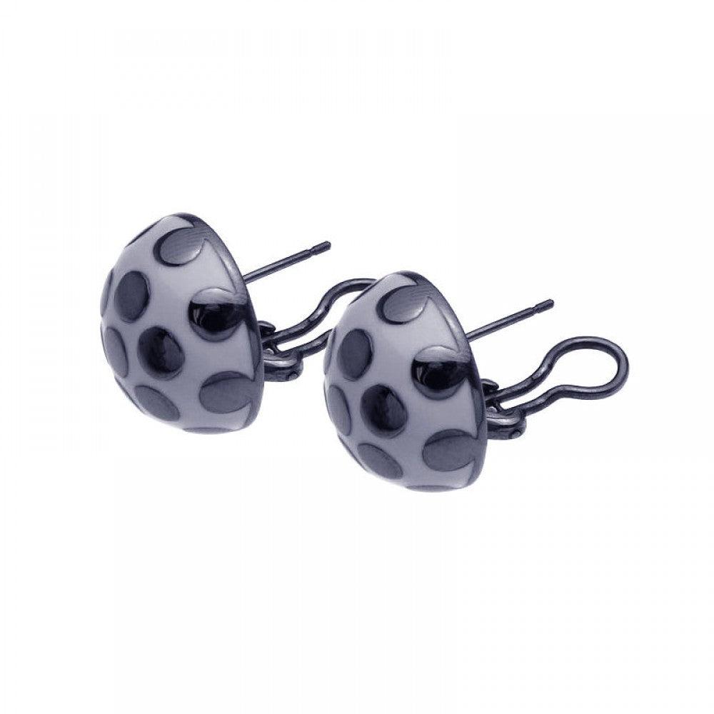 Closeout-Silver Rhodium Plated White Enamel Lady Bug Lever Back Earrings - BGE00100