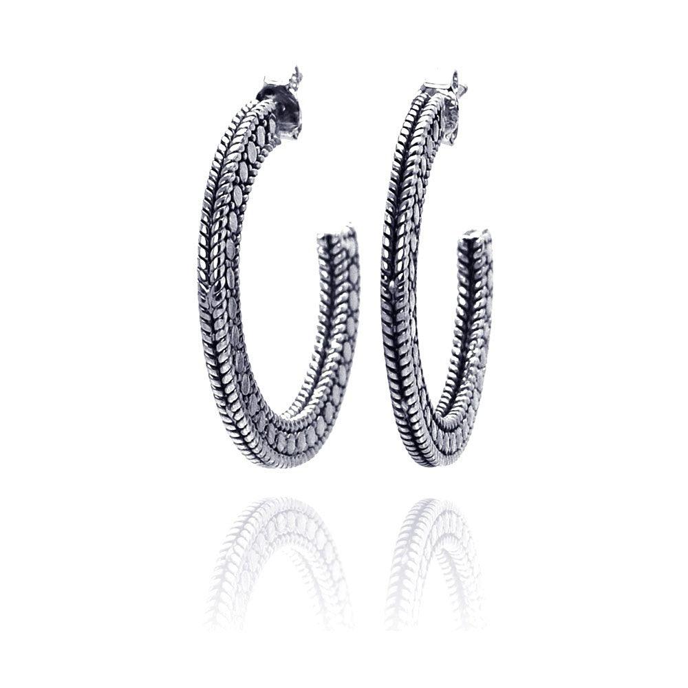 Closeout-Silver 925 Rhodium Plated Braided Stud Earrings - STE00413