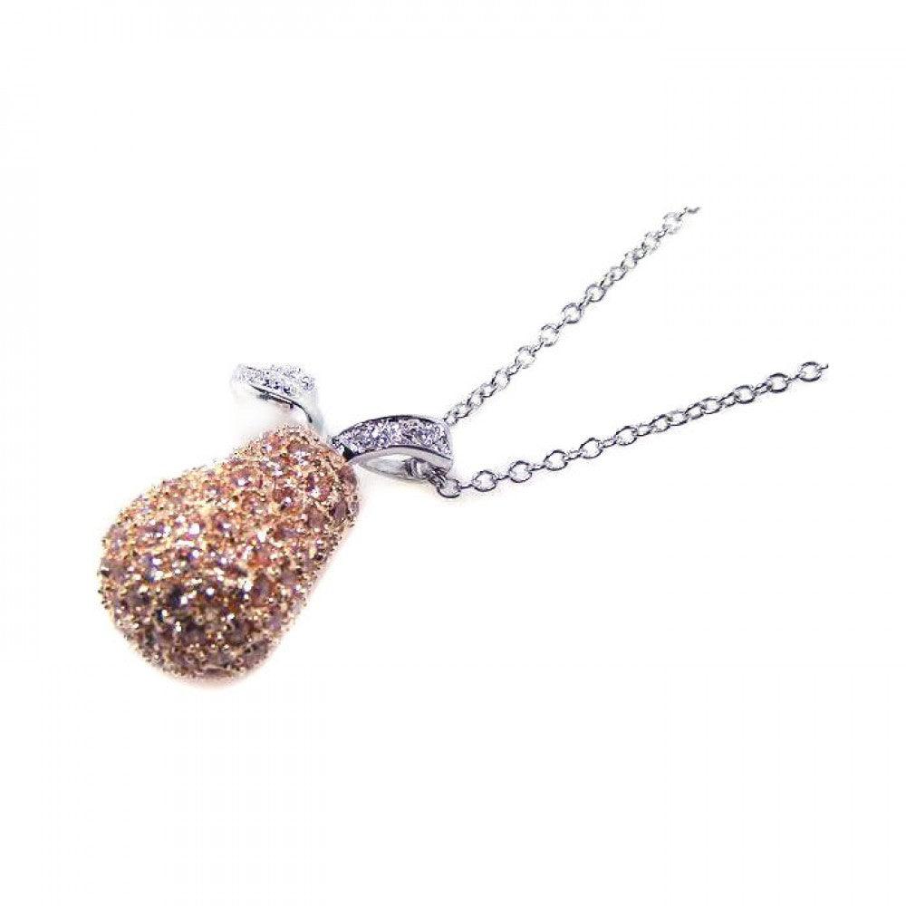 Closeout-Silver 925 Yellow CZ Gold Plated Pear Pendant Necklace - BGP00040