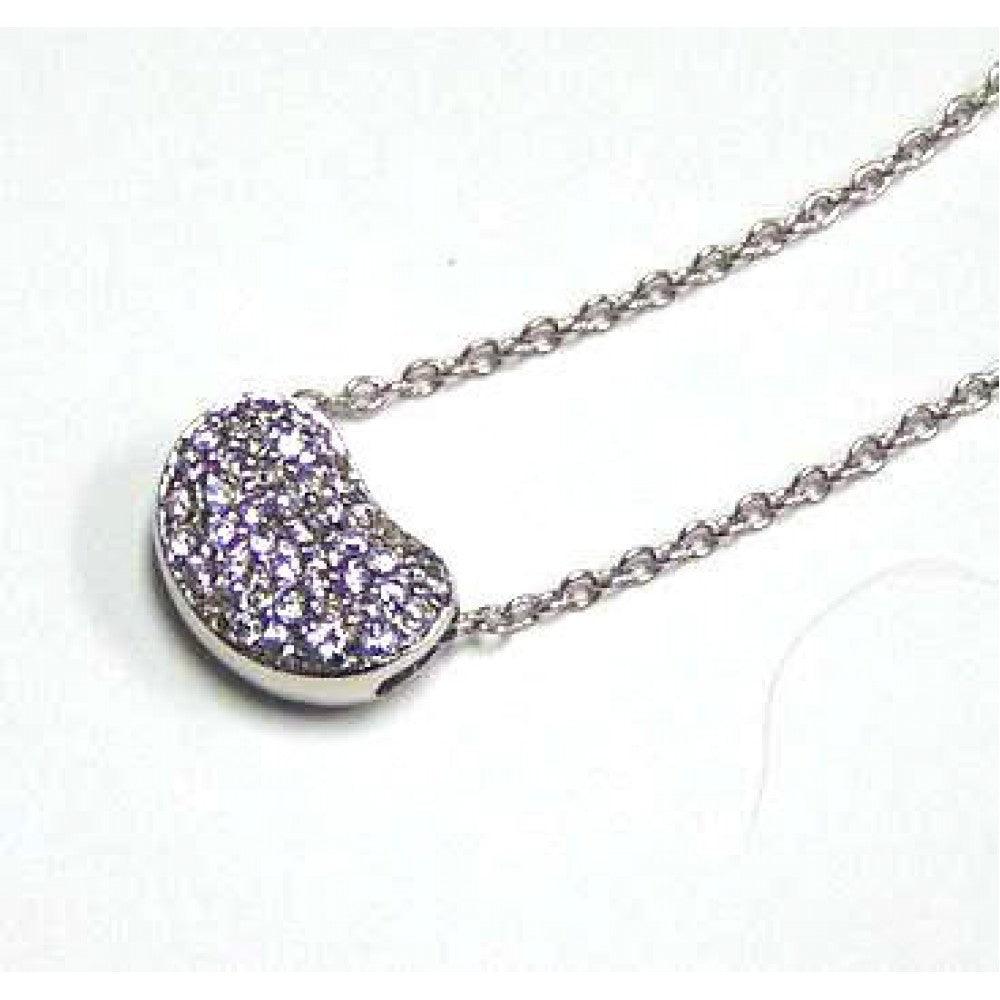 Closeout-Silver 925 Clear CZ Rhodium Plated Bag Pendant Necklace - STP00057