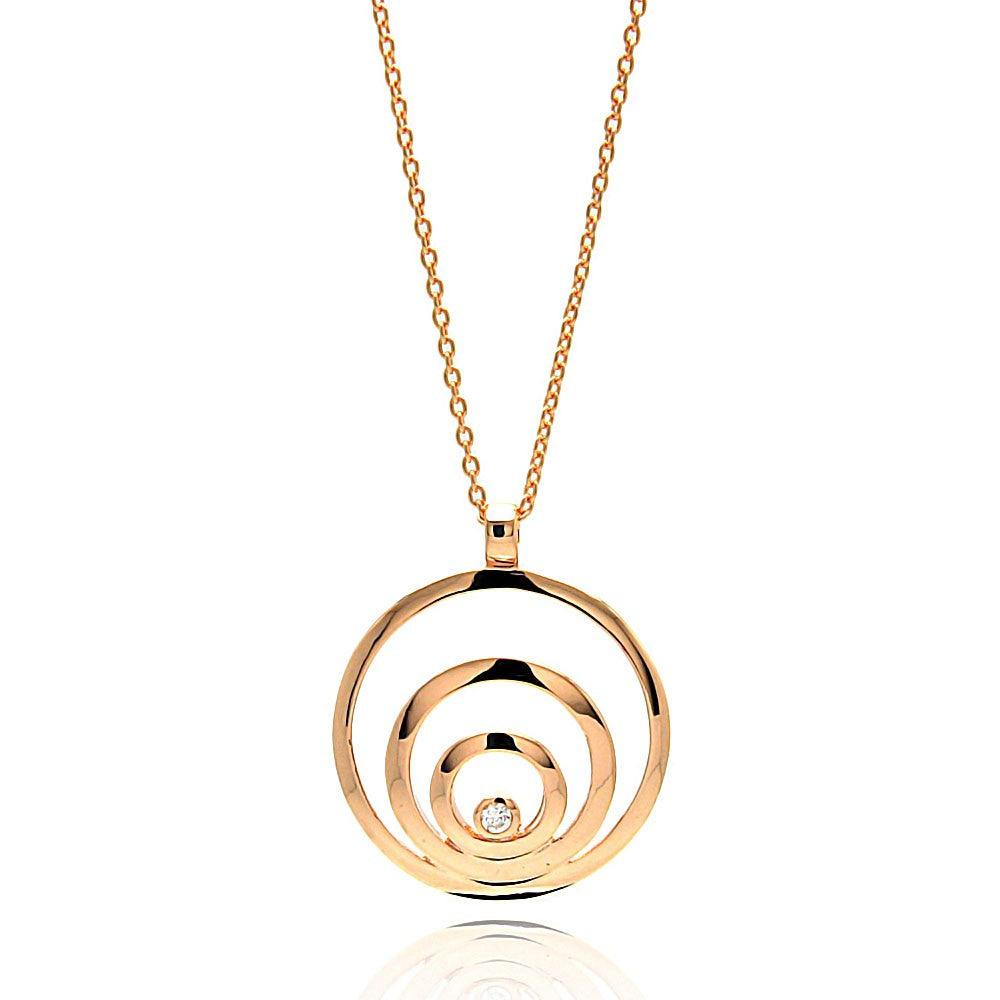 Closeout-Silver 925 Rose Gold Plated Spiral Pendant Necklace - STP00116RGP