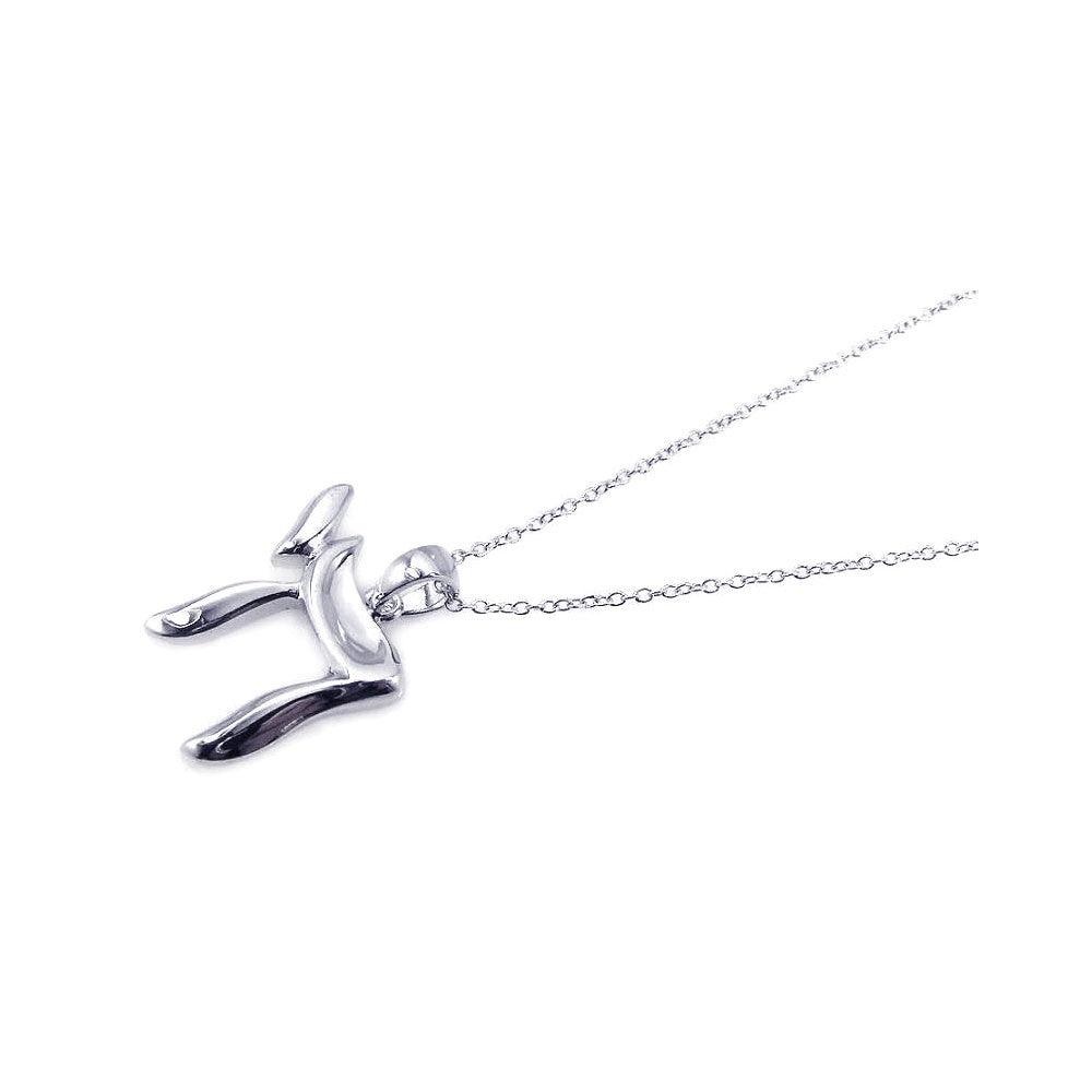 Silver 925 Rhodium Plated Chai Pendant Necklace - STP00709