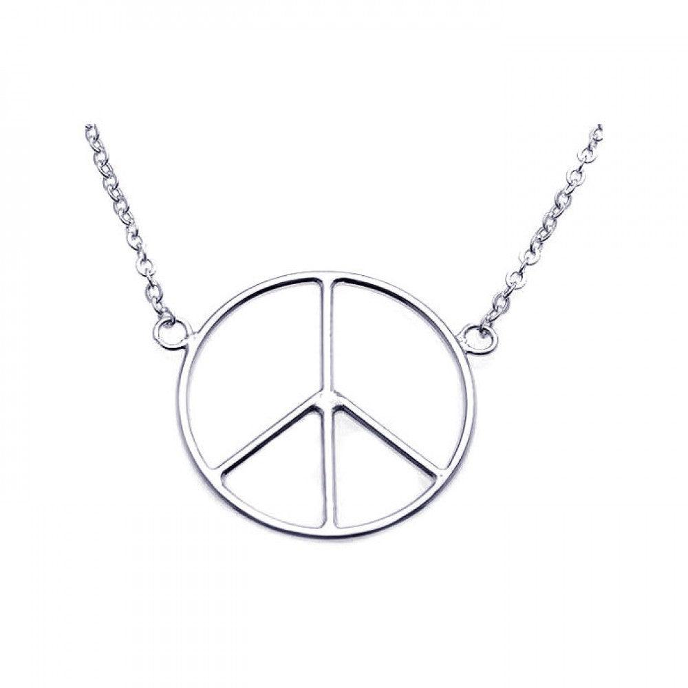 Closeout-Silver 925 Rhodium Plated Peace Pendant Necklace - STP00862