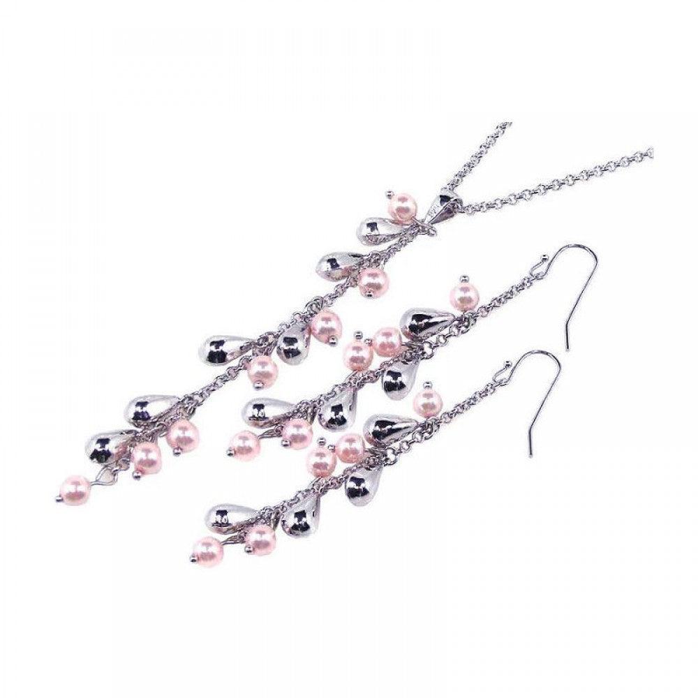 Closeout-Silver 925 Rhodium Plated Multiple Multiple Color Teardrop CZ Hook Dangling Set - STS00142