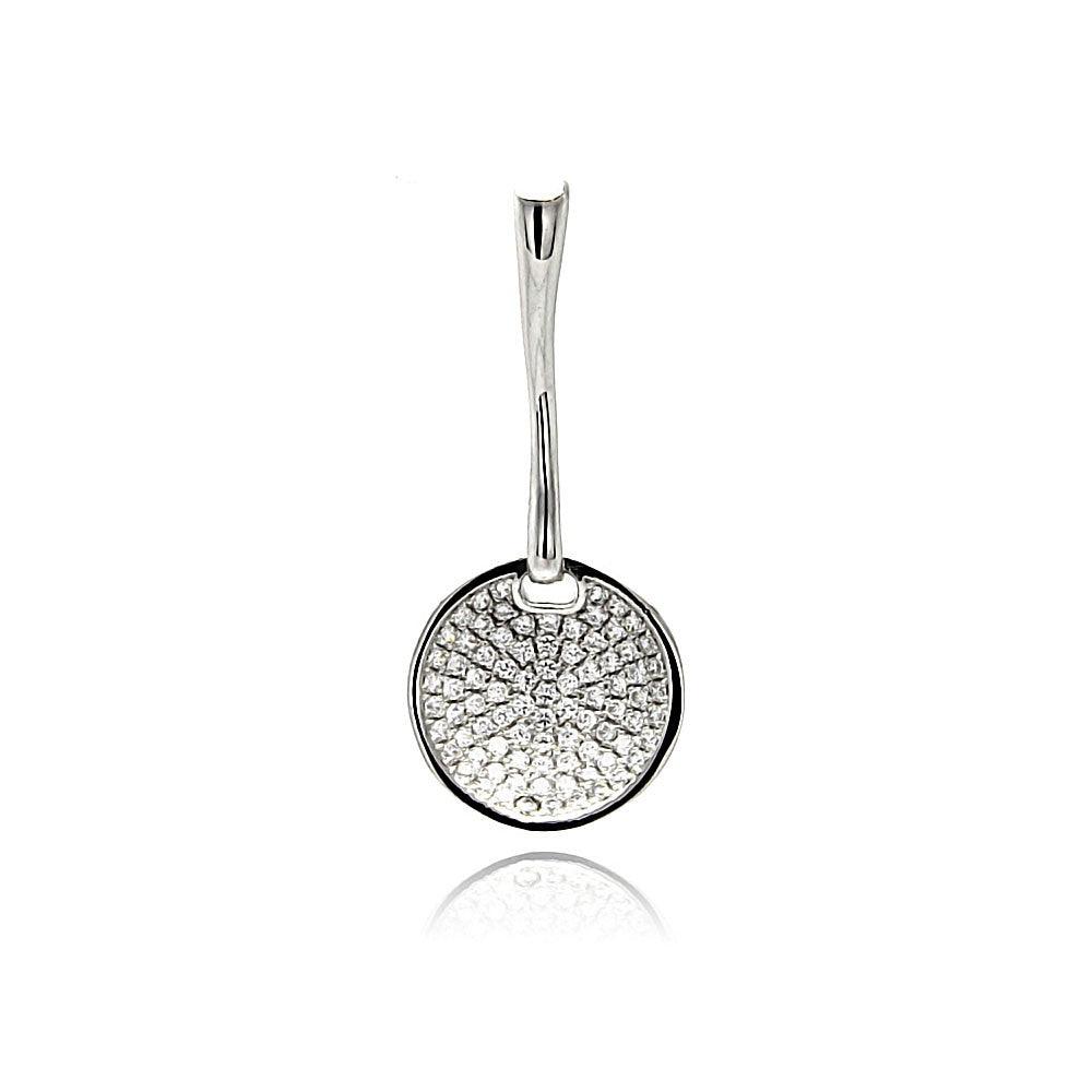 Silver 925 Rhodium Plated Circle Micro Pave CZ Dangling Pendant - ACP00085