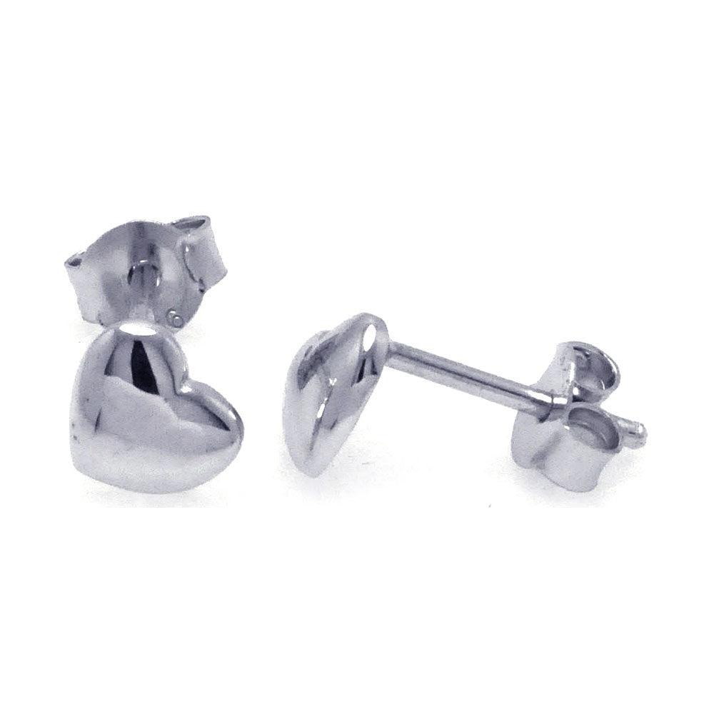 Silver 925 Rhodium Plated Heart Post Earrings - STE00746