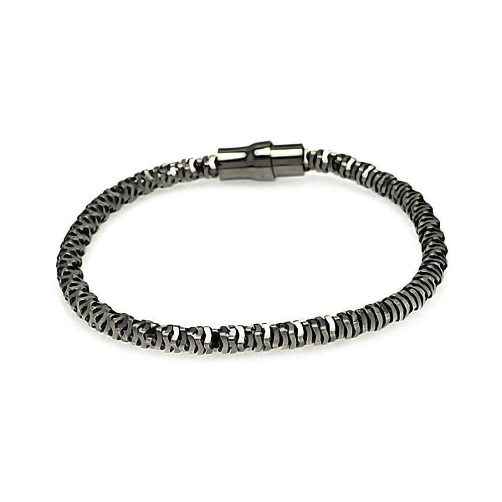 Closeout-- Silver 925 Black Rhodium Plated Italian Bracelet - ITB00004BLK