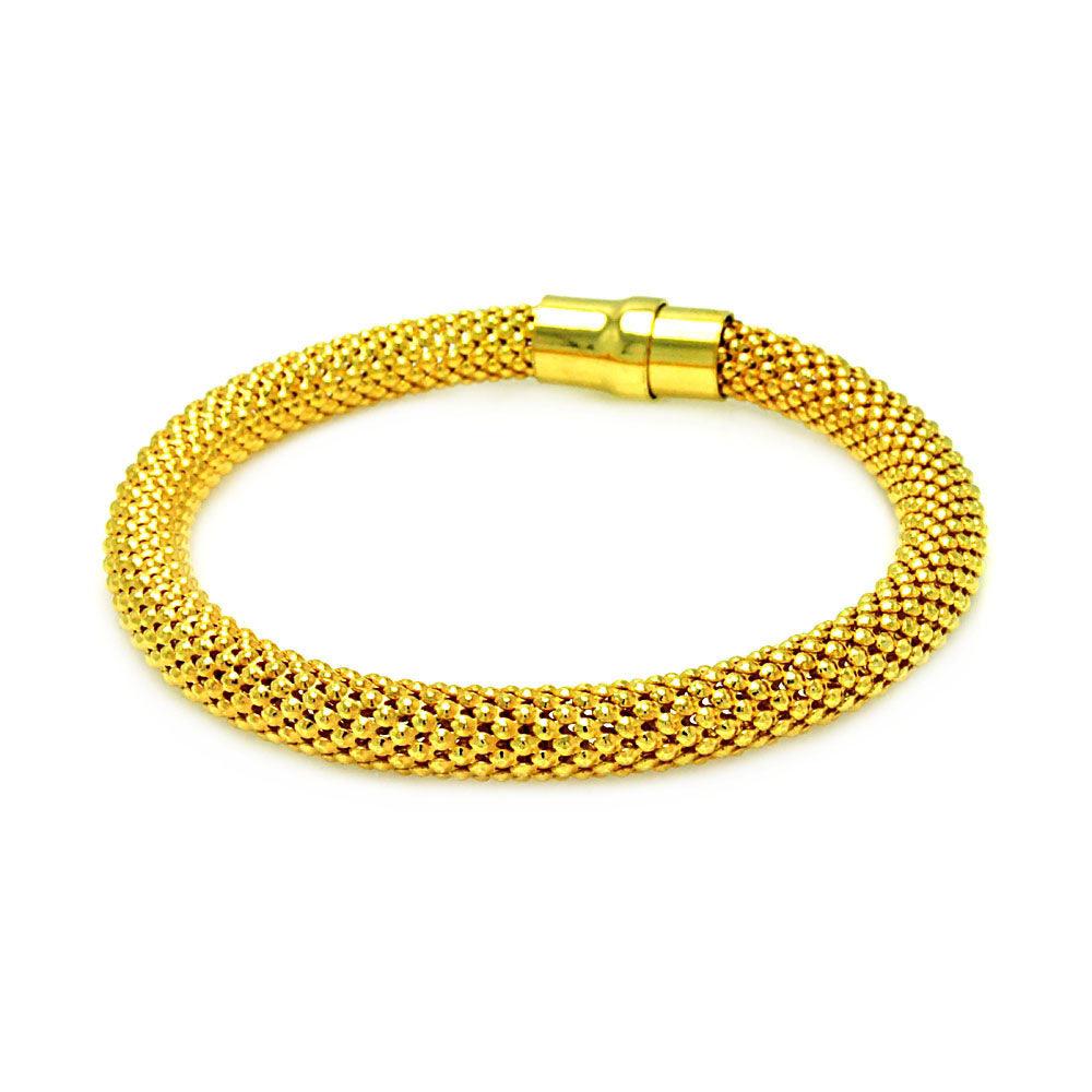 Silver 925 Gold Plated Beaded Italian Bracelet - ITB00006GP