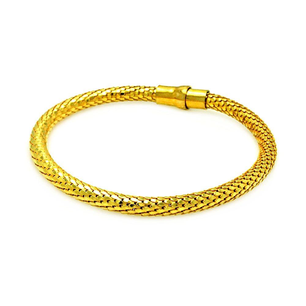 Silver 925 Gold Plated Skinny Snake Skin Italian Bracelet - ITB00017GP