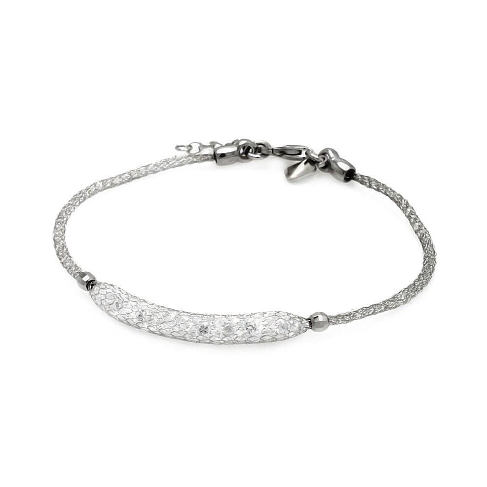 Silver 925 Rhodium Plated Clear CZ Italian Bracelet - ITB00041RH