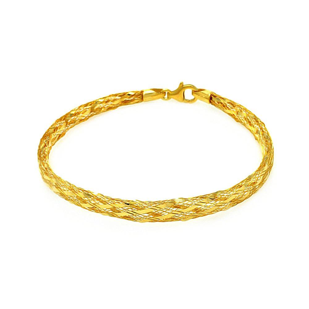 Silver 925 Gold Plated Net Italian Bracelet - ITB00094GP