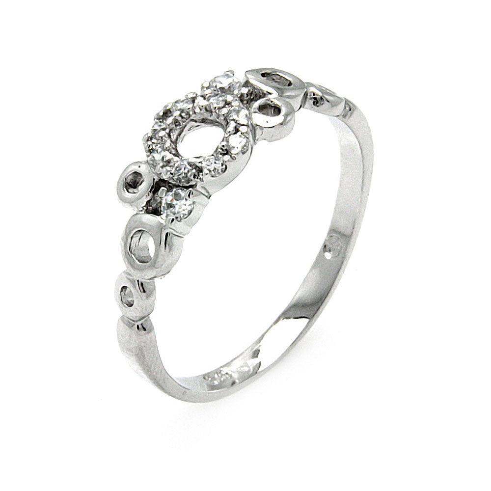 Silver 925 Rhodium Plated Clear CZ Open Bubbles Ring - BGR00517