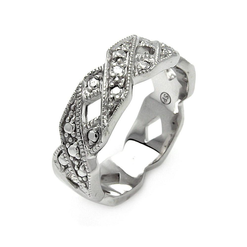 Silver 925 Rhodium Plated Eternity X CZ Ring - STR00029