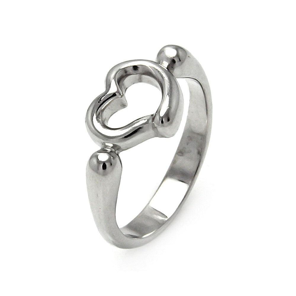 Closeout-Silver 925 Rhodium Plated Heart Ring - STR00056