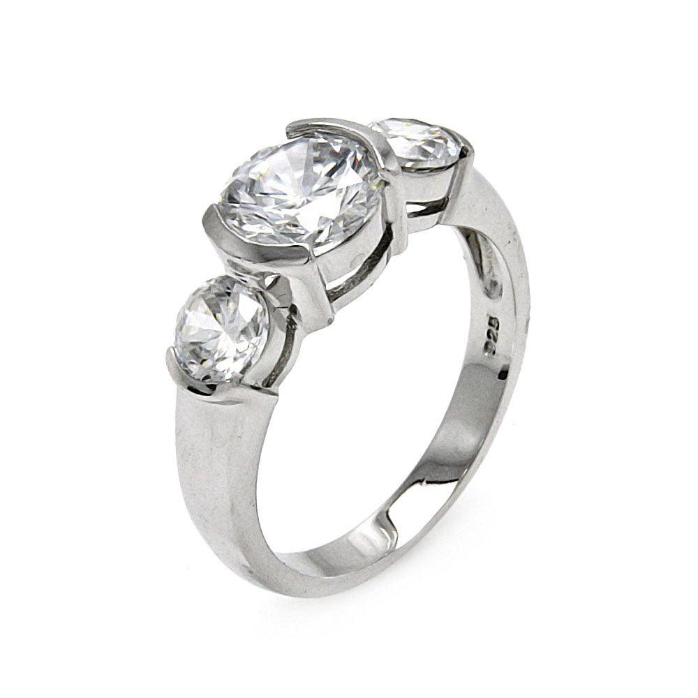 Silver 925 Rhodium Plated CZ Past Present Future Ring - STR00214