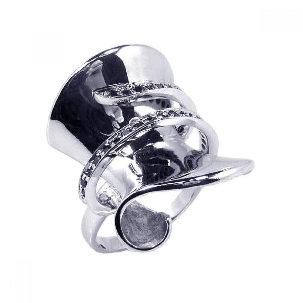 Closeout-Silver 925 Rhodium Plated CZ Wrap Ring - STR00315