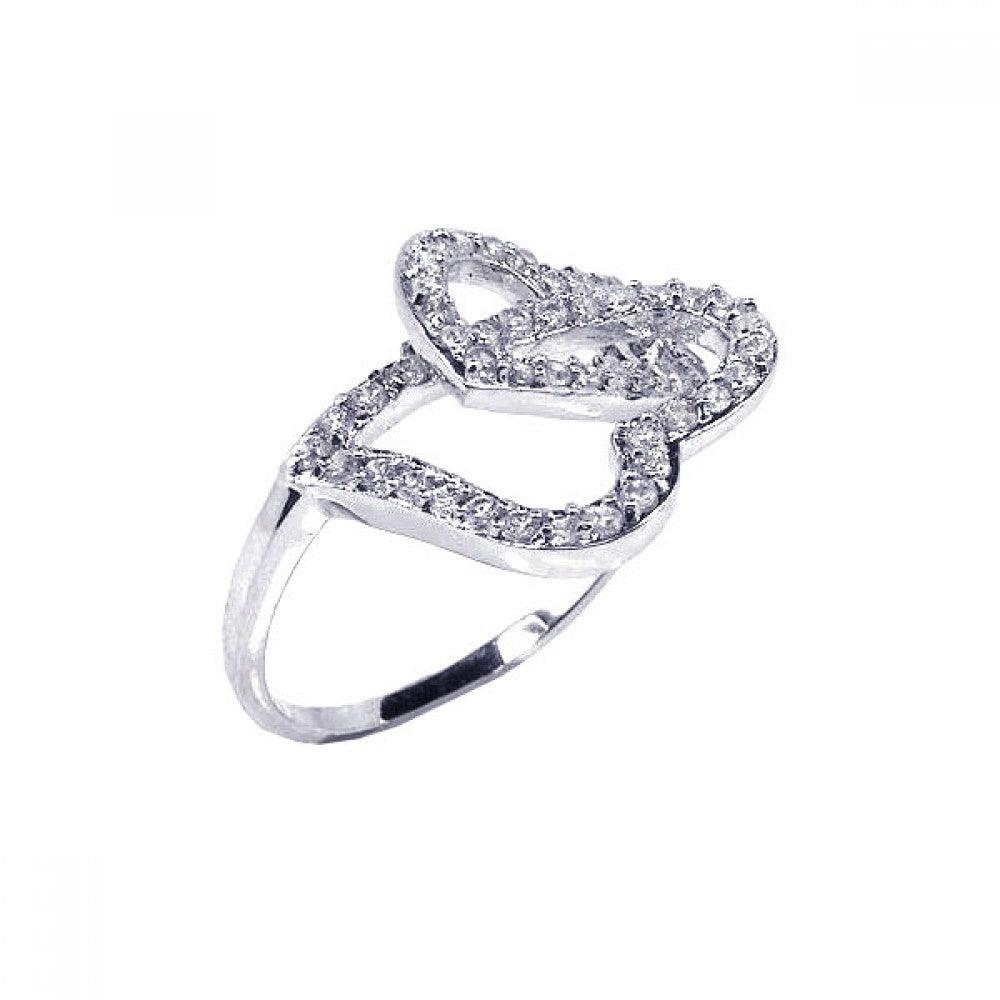 Silver 925 Rhodium Plated CZ Open Heart Ring - STR00364