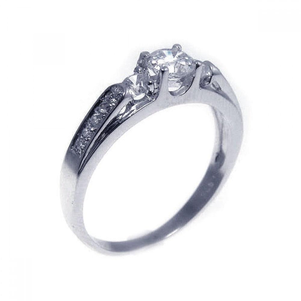 Silver 925 Rhodium Plated Clear Center CZ Ring - STR00551