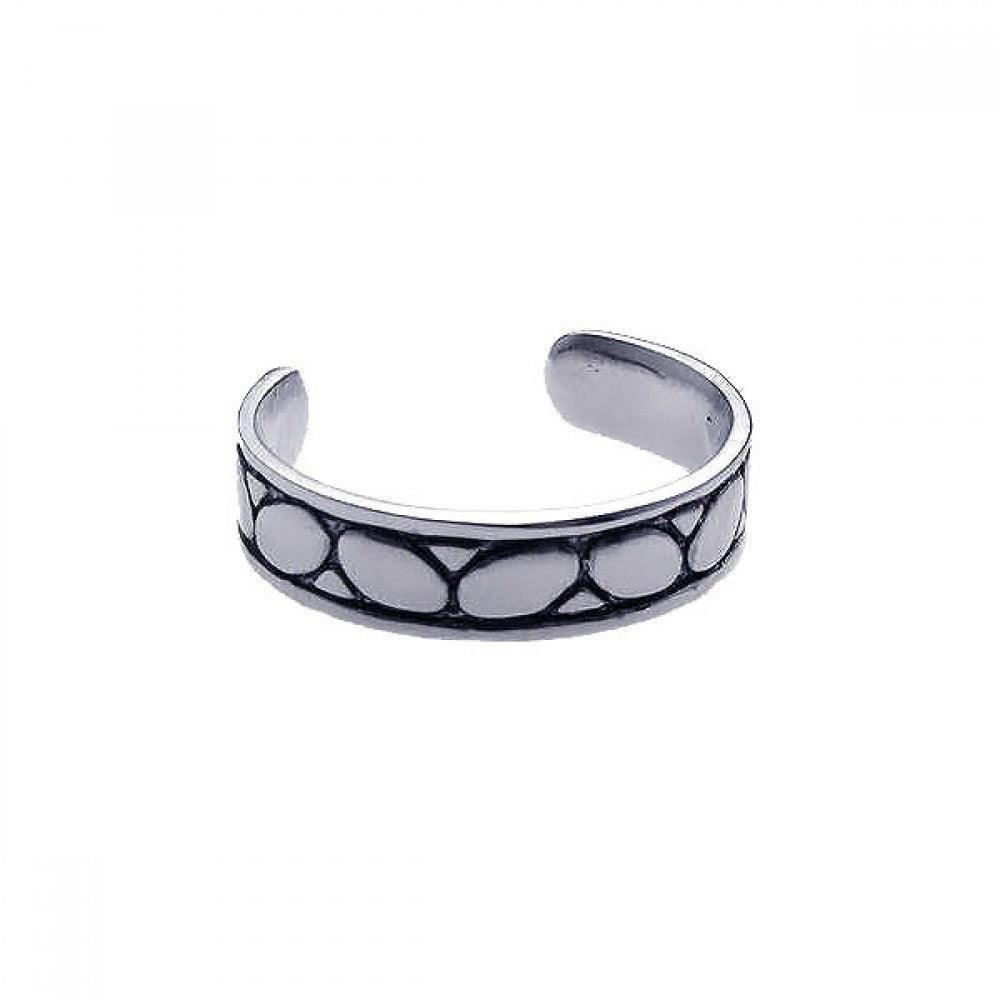 Silver 925 Rhodium Plated Rock Toe Ring - CZTR7